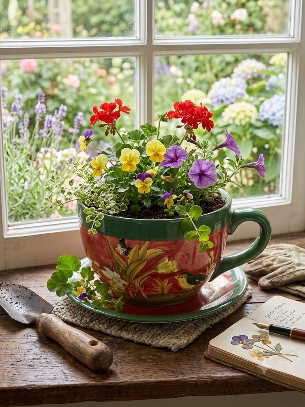 Large Oversized Teacup & Saucer Ceramic Planter